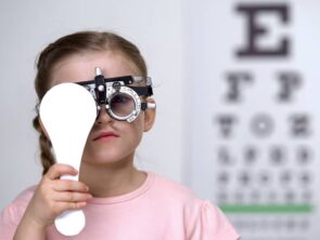 Little girl during eye check-up.