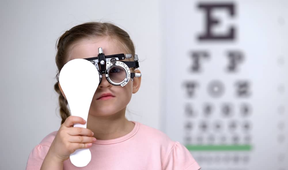 Little girl during eye check-up.