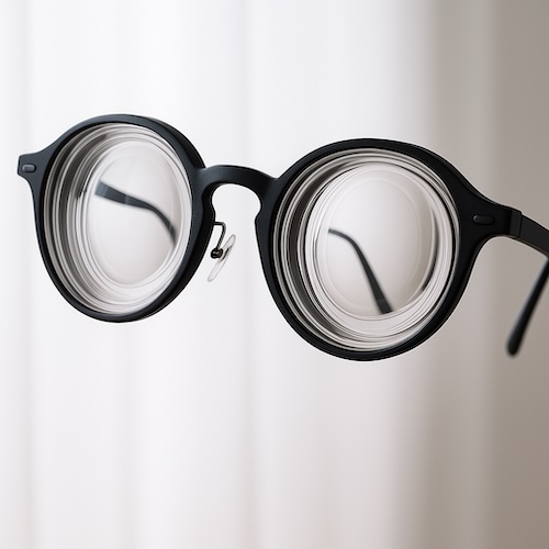 pair of glasses with lenticular lenses