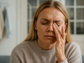 lady itching her dry eyes