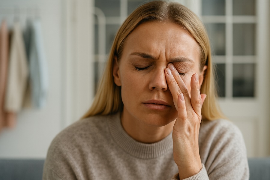 lady itching her dry eyes